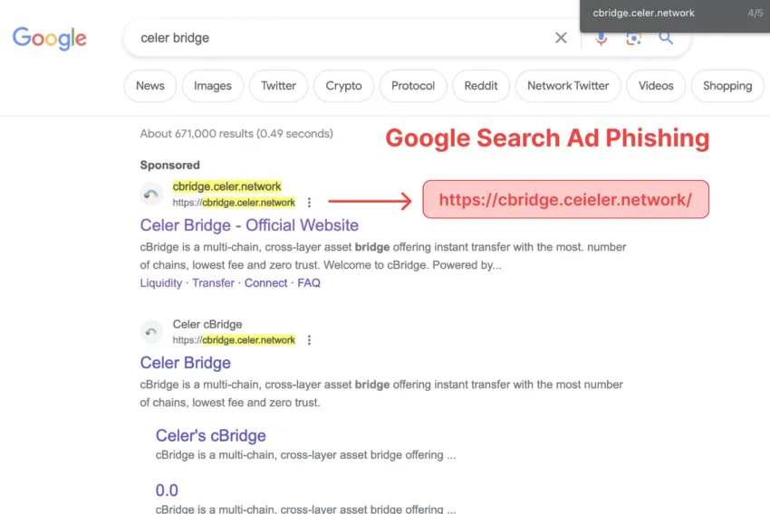 Google crypto ad phishing. Source: Scam Sniffer