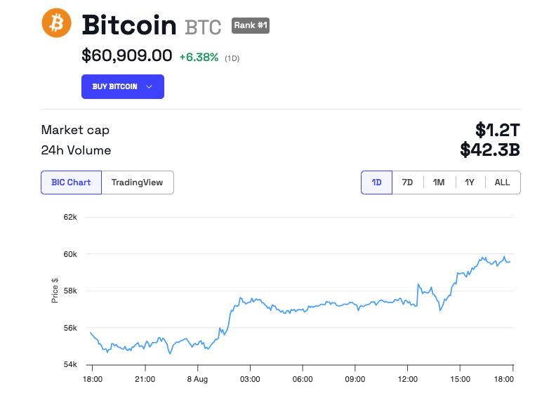 ビットコイン価格のパフォーマンス