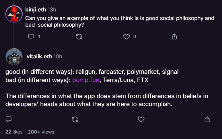 Vitalik Buterin Talking about pump.fun